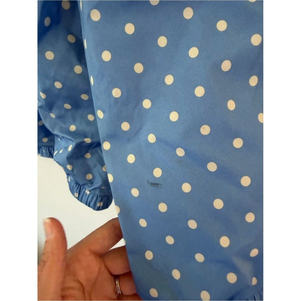 GAP Light Blue Polka Dot Hooded Rain Jacket size small (6/7)